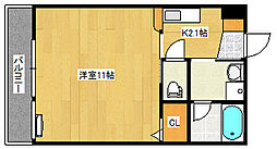 広島電鉄8系統 舟入川口町駅 徒歩8分の賃貸マンション 4階1Kの間取り