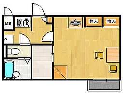 広島電鉄宮島線 古江駅 徒歩6分の賃貸アパート 2階1Kの間取り