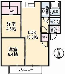 広島高速交通アストラムライン 安東駅 徒歩7分の賃貸アパート 2階2LDKの間取り