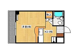 広島電鉄2系統 西観音町駅 徒歩13分の賃貸マンション 5階1Kの間取り
