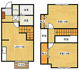 広島高速交通アストラムライン 上安駅 徒歩8分の賃貸アパート 1階2LDKの間取り