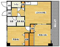 広島高速交通アストラムライン 長楽寺駅 徒歩4分の賃貸マンション 2階2LDKの間取り