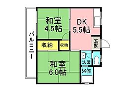 広島電鉄1系統 鷹野橋駅 徒歩6分の賃貸マンション 3階2DKの間取り