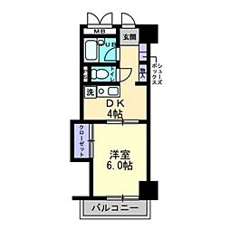 広島電鉄9系統 女学院前駅 徒歩1分の賃貸マンション 6階1DKの間取り