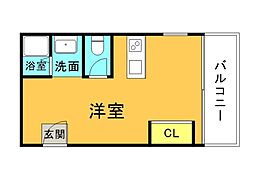 広島電鉄8系統 舟入本町駅 徒歩3分の賃貸マンション 7階ワンルームの間取り