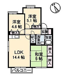広島高速交通アストラムライン 大原駅 徒歩8分の賃貸アパート 2階3LDKの間取り