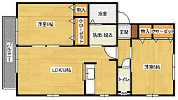 広島高速交通アストラムライン 長楽寺駅 徒歩7分の賃貸アパート 1階2LDKの間取り