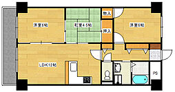 広島電鉄宮島線 修大協創中高前駅 徒歩1分の賃貸マンション 4階3LDKの間取り