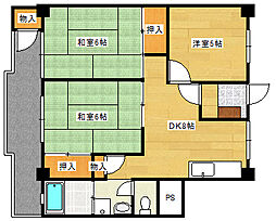 広島電鉄宮島線 草津駅 徒歩7分の賃貸マンション 3階3DKの間取り