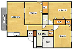 広島高速交通アストラムライン 西原駅 徒歩4分の賃貸アパート 3階3DKの間取り