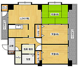 広島高速交通アストラムライン 安東駅 徒歩6分の賃貸マンション 2階3LDKの間取り