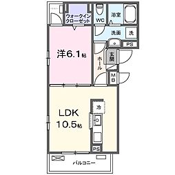 JR可部線 下祇園駅 徒歩8分の賃貸アパート 3階1LDKの間取り
