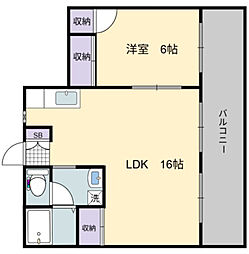 広島電鉄2系統 十日市町駅 徒歩4分の賃貸マンション 3階1LDKの間取り