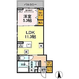 広島電鉄1系統 宇品5丁目駅 徒歩2分の賃貸アパート 1階1LDKの間取り