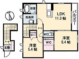 JR芸備線 矢賀駅 徒歩24分の賃貸アパート 2階2LDKの間取り