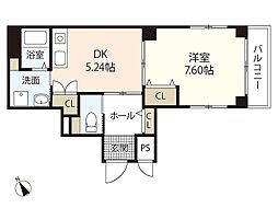 広島電鉄2系統 西観音町駅 徒歩8分の賃貸マンション 2階1DKの間取り