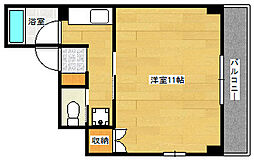 広島電鉄1系統 鷹野橋駅 徒歩9分の賃貸マンション 2階1Kの間取り
