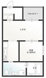 JR可部線 古市橋駅 徒歩8分の賃貸アパート 1階1LDKの間取り