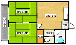 JR可部線 安芸長束駅 徒歩13分の賃貸マンション 2階2DKの間取り