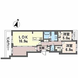 広島高速交通アストラムライン 西原駅 徒歩8分の賃貸マンション 3階2LDKの間取り