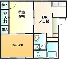 JR可部線 安芸長束駅 徒歩9分の賃貸アパート 1階2DKの間取り