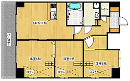 広島電鉄1系統 市役所前駅 徒歩3分の賃貸マンション 12階3LDKの間取り