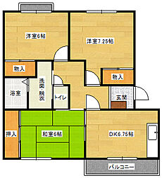 広島高速交通アストラムライン 中筋駅 徒歩9分の賃貸マンション 3階3DKの間取り