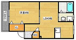 JR山陽本線 向洋駅 徒歩17分の賃貸マンション 1階1LDKの間取り