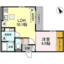 広島電鉄8系統 舟入南駅 徒歩15分の賃貸アパート 1階1LDKの間取り