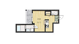 広島電鉄1系統 宇品3丁目駅 徒歩7分の賃貸アパート 2階1Kの間取り