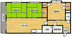 JR可部線 古市橋駅 徒歩9分の賃貸マンション 2階3LDKの間取り