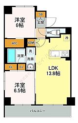広島電鉄宮島線 古江駅 徒歩10分の賃貸マンション 6階2LDKの間取り