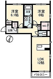 広島高速交通アストラムライン 祇園新橋北駅 徒歩12分の賃貸アパート 3階2LDKの間取り