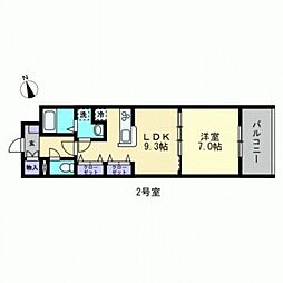 広島電鉄1系統 御幸橋駅 徒歩17分の賃貸マンション 11階1LDKの間取り