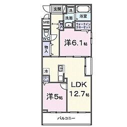 広島電鉄8系統 舟入川口町駅 徒歩17分の賃貸アパート 2階2LDKの間取り
