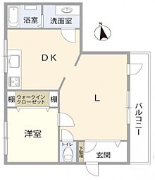 広島電鉄8系統 寺町駅 徒歩6分の賃貸マンション 2階1LDKの間取り