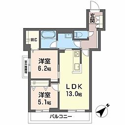 広島電鉄宮島線 高須駅 徒歩5分の賃貸マンション 3階2LDKの間取り