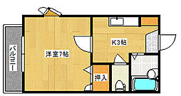 広島高速交通アストラムライン 高取駅 徒歩14分の賃貸アパート 2階1Kの間取り