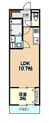 広島高速交通アストラムライン 中筋駅 徒歩3分の賃貸アパート 2階1LDKの間取り