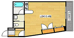 広島電鉄8系統 舟入幸町駅 徒歩14分の賃貸マンション 2階ワンルームの間取り