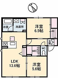 JR呉線 海田市駅 徒歩29分の賃貸アパート 1階2LDKの間取り