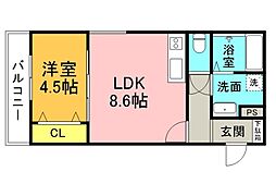 広島電鉄1系統 宇品5丁目駅 徒歩3分の賃貸アパート 1階1LDKの間取り