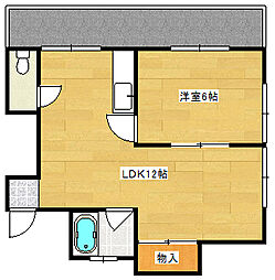 広島電鉄宮島線 商工センター入口駅 徒歩4分の賃貸アパート 1階1LDKの間取り