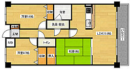広島電鉄1系統 県病院前駅 徒歩11分の賃貸マンション 3階3LDKの間取り