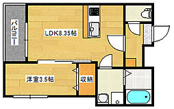 広島電鉄2系統 広電西広島(己斐)駅 徒歩4分の賃貸アパート 3階1LDKの間取り