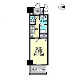 広島電鉄2系統 本川町駅 徒歩2分の賃貸マンション 5階1Kの間取り