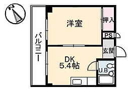 広島電鉄8系統 舟入本町駅 徒歩8分の賃貸マンション 3階1DKの間取り
