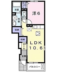JR山陽本線 安芸中野駅 徒歩8分の賃貸アパート 1階1LDKの間取り