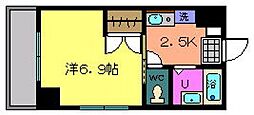 JR可部線 横川駅 徒歩8分の賃貸マンション 4階1Kの間取り