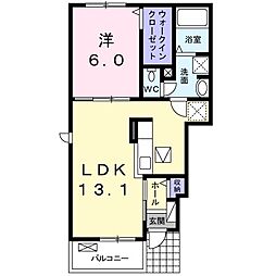 JR芸備線 戸坂駅 徒歩18分の賃貸アパート 1階1LDKの間取り